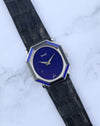 Piaget Ref. 9341 vintage watch with lapis lazuli dial and alternating lapis and onyx stone-set bezel in 18K white gold