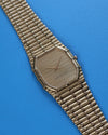 Detailed dial shot of Audemars Piguet 27mm Bamboo showcasing ribbed linear finish and sapphire crystal