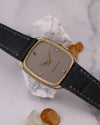 Detailed view of Audemars Piguet dial showing fine textured surface and elegant minimalist layout
