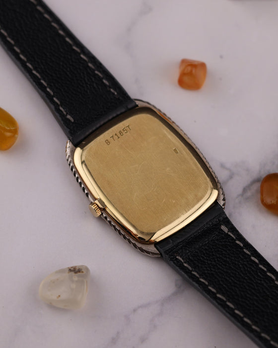 Case back of Audemars Piguet dress watch in white and yellow gold housing Calibre 2003 manual movement