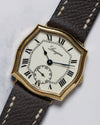 Angled overview of the Longines Sympathie-style watch showcasing its sculptural lugs and elegant proportions.