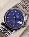 Rolex Datejust 16234 sodalite dial semi close-up showing natural stone texture