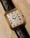 Piaget Protocole Jumbo 90154 angled view highlighting silver dial and gold dauphine hands.
