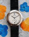 Chaumet Dress Watch 12A, 36mm white gold case, blued hands and silver dial, close-up main shot.