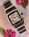 Cartier Santos Galbée Ref. 1565 stainless steel watch with white dial and blue Roman numerals