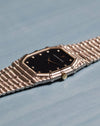 Close-up of crown detail on Audemars Piguet Bamboo 27mm white gold case