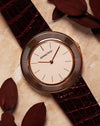 Audemars Piguet Disco Volante Ref. 14988OR in 18k rose gold with clous de Paris bezel, full front view on leather strap