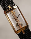 Front shot of the Corum Golden Bridge 13150, capturing the full skeletonized movement suspended within the sapphire case and the engraved bridge with visible ruby settings.