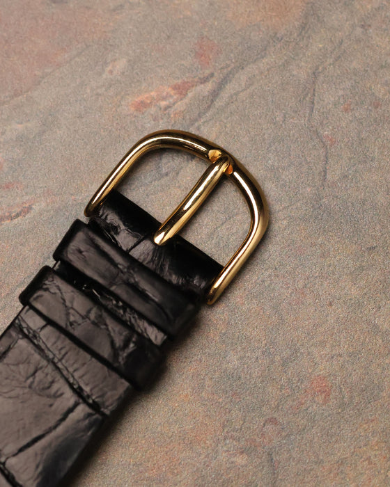 Original gold buckle and black leather strap from Audemars Piguet Skeleton Aperture Tank.