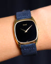 Piaget Ref. 9591 in 18k yellow gold with black lacquer dial and gold dauphine hands on Wrist