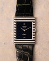 Rolex Cellini 4012 white gold ribbed case with blue mirror dial, straight-on dial view