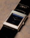 Oblique side view of Rolex Cellini Ref. 4012 emphasizing stepped ribbed white gold case