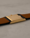 Rear low-angle view of Rolex Cellini 4016 showing brushed gold caseback surface and slim rectangular profile