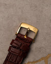 Original 18K yellow gold Van Cleef & Arpels signed buckle fitted to brown leather strap