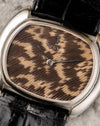 Macro detail of guinea fowl feather dial with organic pattern unique to each Corum Ref. 27119.