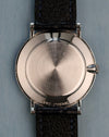 Caseback view of the Jaeger-LeCoultre mystery watch in solid 14K white gold with brushed finish