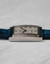 Low side view of Patek Philippe Gondolo 5010 highlighting slim curved white gold case profile