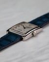 Crown-side angle of Patek Philippe Gondolo 5010 with Calatrava cross crown and curved case
