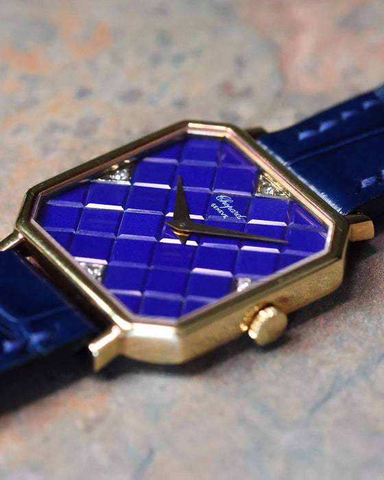 Side profile of yellow gold case highlighting crown and slim proportions of the Chopard L.U.C Ref. 2107.1