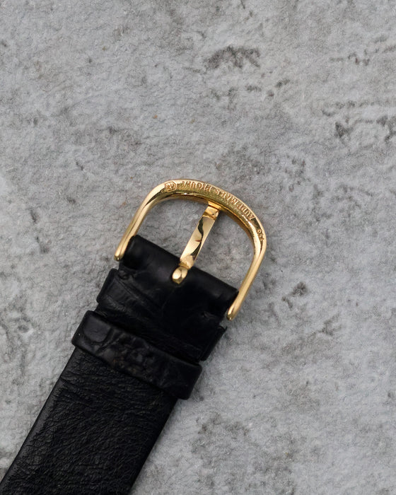 Signed Audemars Piguet 18K yellow gold pin buckle viewed from the reverse.