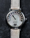 Front view of the Gerald Genta Retro Classic G.3614 with retrograde minute display and jumping hour aperture.