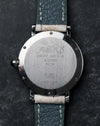 Caseback of the Gerald Genta G.3614 steel automatic watch with engraved Retro branding.