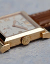 Macro detail of the signed crown on the Vacheron Constantin Carré Historiques Ref. 91030.
