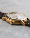 Angled side view of the Audemars Piguet Jules Audemars 25955OR highlighting the slim rose gold case.
