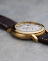 Low-angle view of the Audemars Piguet Jules Audemars 25955OR showing the case profile and dial depth.