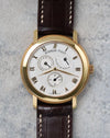 Front view of the Audemars Piguet Jules Audemars 25955OR with power reserve, date and small seconds display.