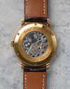 Caseback view of the Audemars Piguet Jules Audemars 25955OR showing the display back and movement.