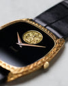 Close-up of the Piaget Ref. 9591 dial showing the Piaget medallion and black onyx surface.