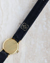 Rear three-quarter view of the Patek Philippe Ref. 3017 showing the caseback and signed strap detail.