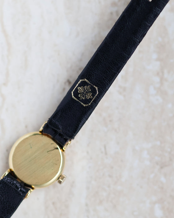 Rear three-quarter view of the Patek Philippe Ref. 3017 showing the caseback and signed strap detail.