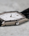 Close-up of the Rolex Cellini Ref. 4170 crown and slim 18K white gold case.
