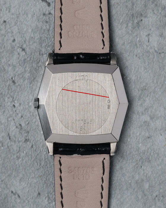 Caseback of the Rolex Cellini Ref. 4170 showing reference and serial engravings with light wear.