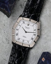 Angled front view of the Rolex Cellini Ref. 4170 highlighting the white dial and distinctive geometric case.