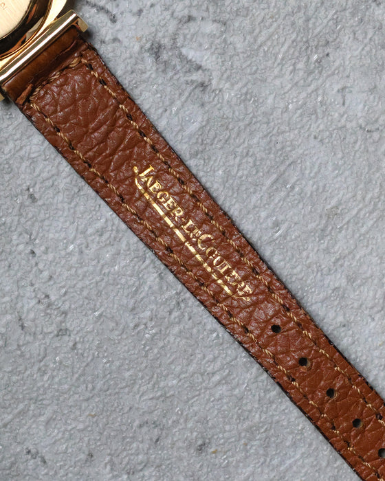 Jaeger-LeCoultre-signed brown leather strap fitted to the vintage Ref. 6143.31.