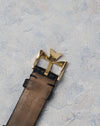 Reverse view of the original Vacheron Constantin yellow gold buckle showing hallmarks and signatures.