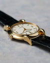 Angled dial view of the Vacheron Constantin Historiques 48003 displaying the guilloché dial and polished yellow gold case.