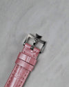 Close-up of the original 18k white gold Vacheron Constantin pin buckle featuring the polished Maltese Cross design.