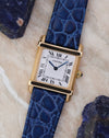Angled front view of the Cartier Tank Chinoise Ref. 81051 highlighting the rectangular case and Roman numeral dial.