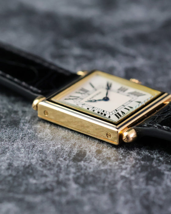 Opposite side detail of the Cartier Tank Obus Ref. 1630 highlighting the case construction and lugs.