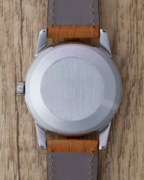 Caseback of the Omega Seamaster Calendar Ref. 2849 showing the engraved Seamaster and Waterproof markings.