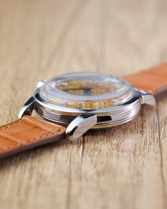Opposite side profile of the Omega Seamaster Calendar Ref. 2849 highlighting the polished case and domed acrylic crystal.