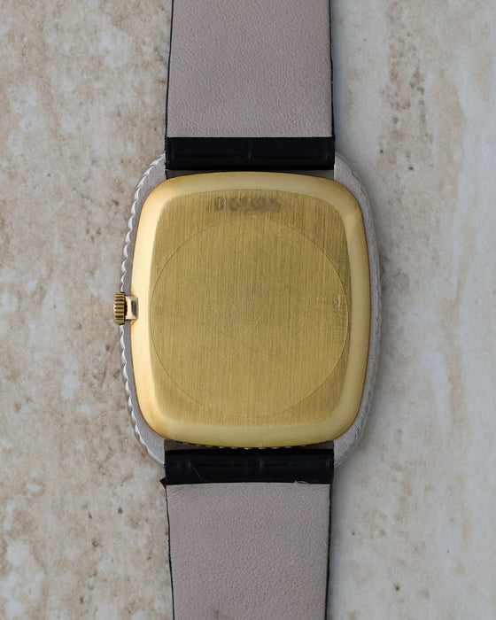 Caseback of the Audemars Piguet 4157CA showing its yellow gold back and hallmarks.