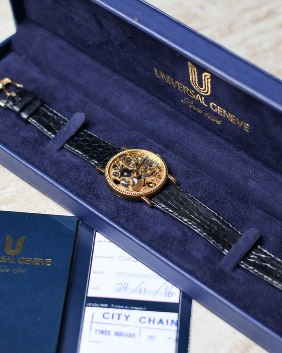 Universal Genève Ref. 151.11.662 skeleton watch presented with its original box and papers.