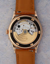 Patek Philippe Calatrava 5296R-001 sapphire caseback with gold rotor and automatic movement.