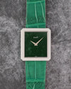 Piaget Protocole Ref. 9154 in 18K white gold with green jade dial and matching green strap.