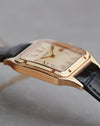 Side profile of the Cartier Santos-Dumont WGSA0054 highlighting its slim 7.3mm rose-gold case construction